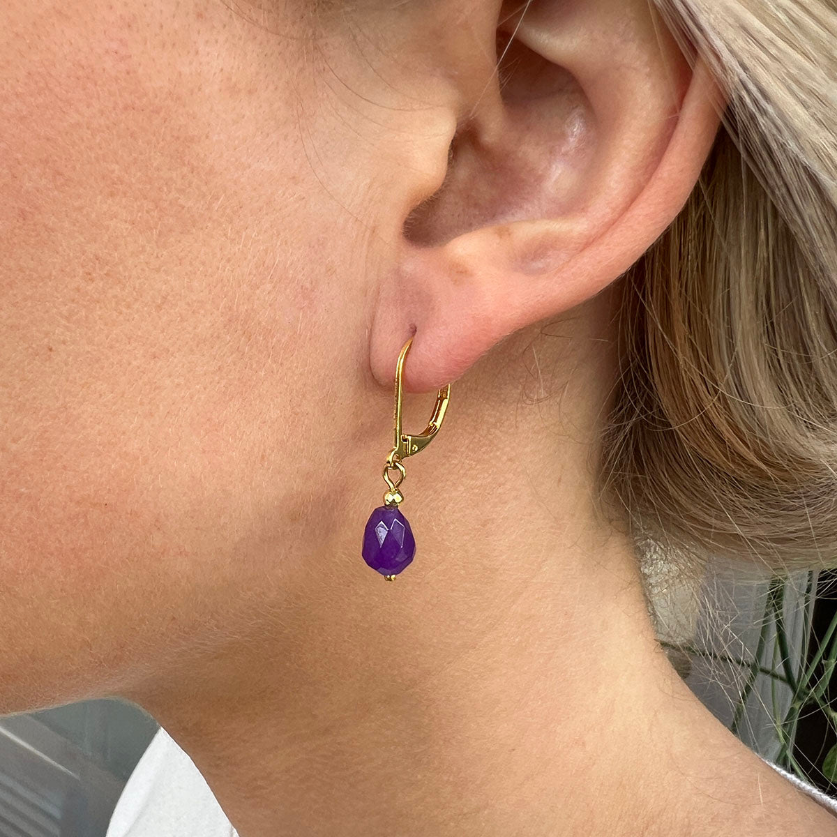 Oorbellen met druppel semi-precious stone