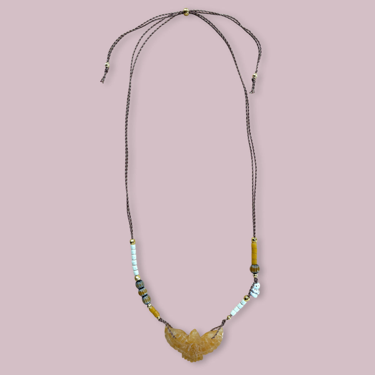 Verstelbare ketting met gegraveerde vogel