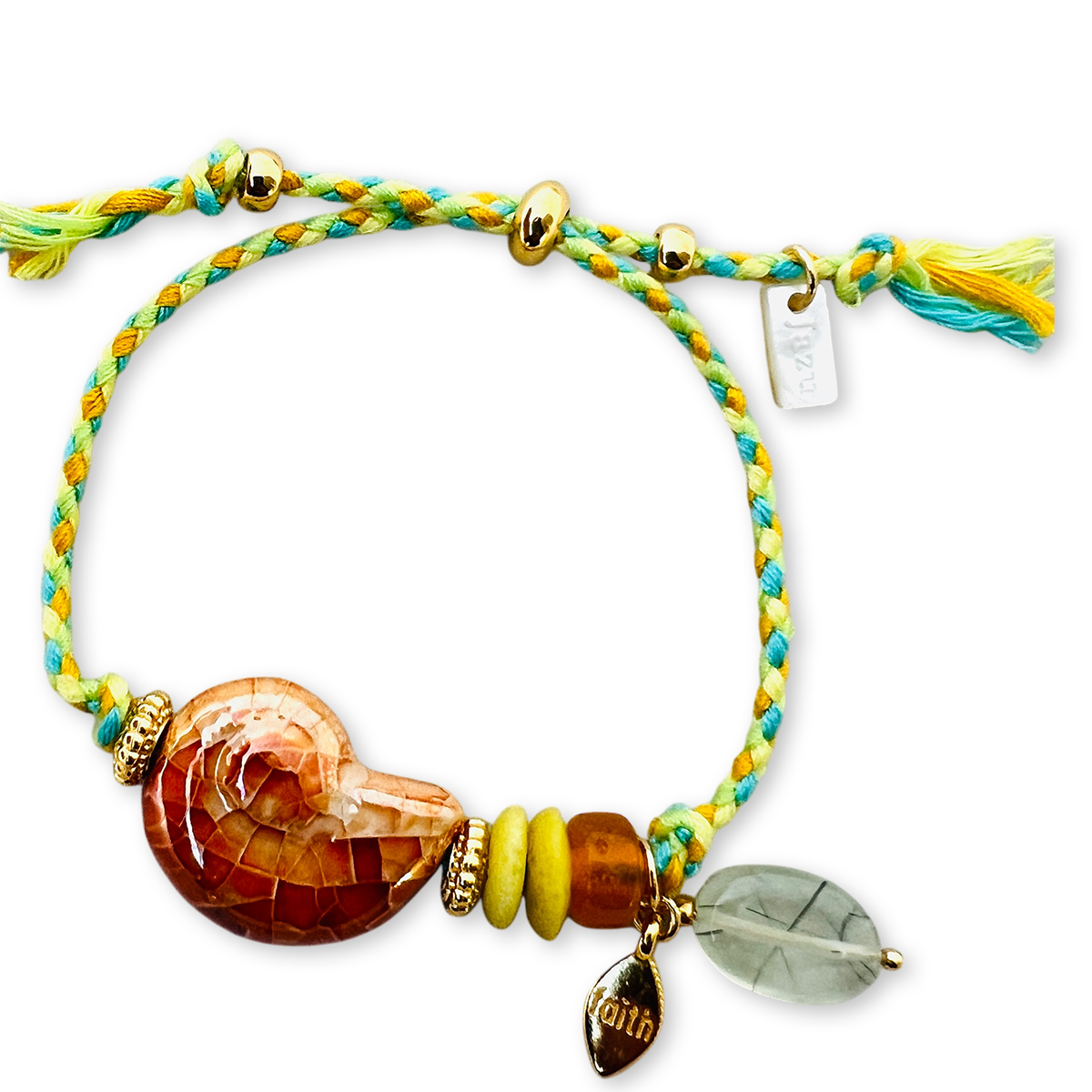 Kleurrijk armbandje met keramieke schelp