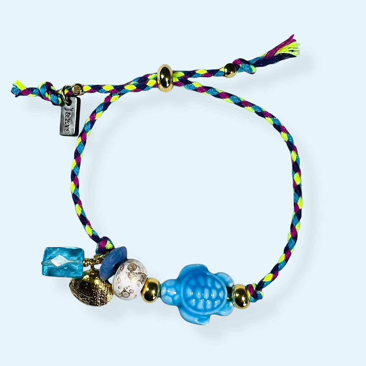 Kleurrijk armbandje met keramiek schildpad