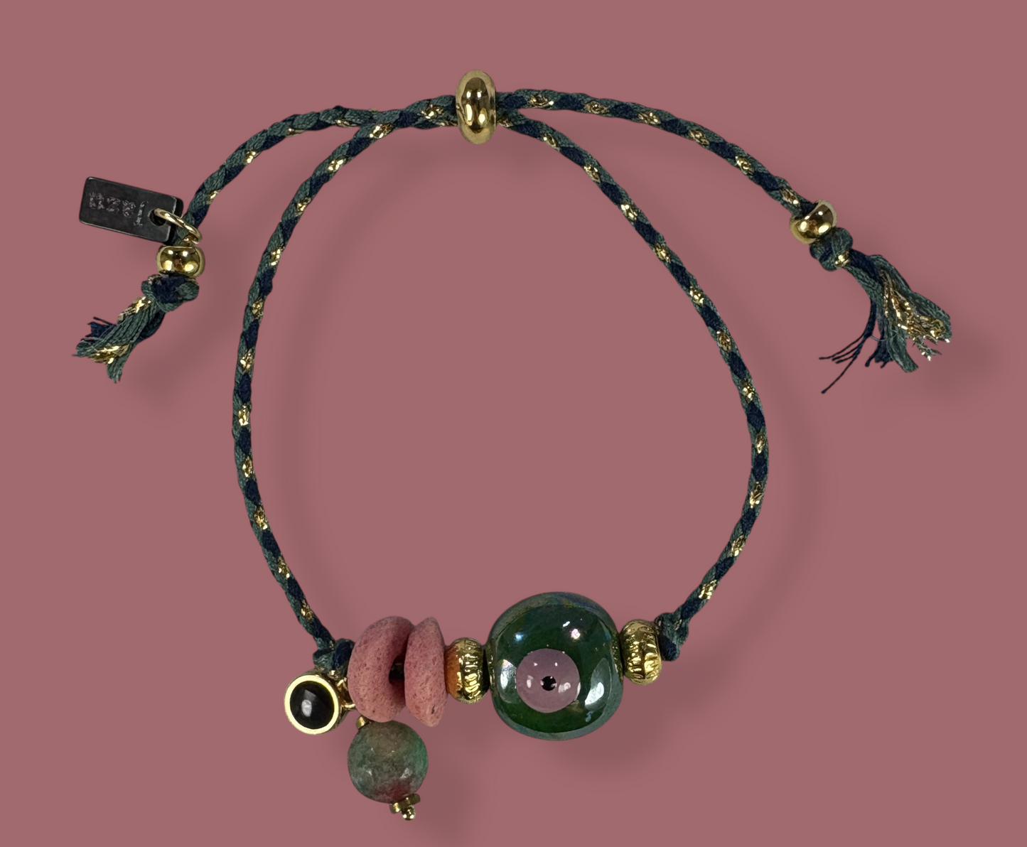 Kleurrijk armbandje met keramieke evil eye