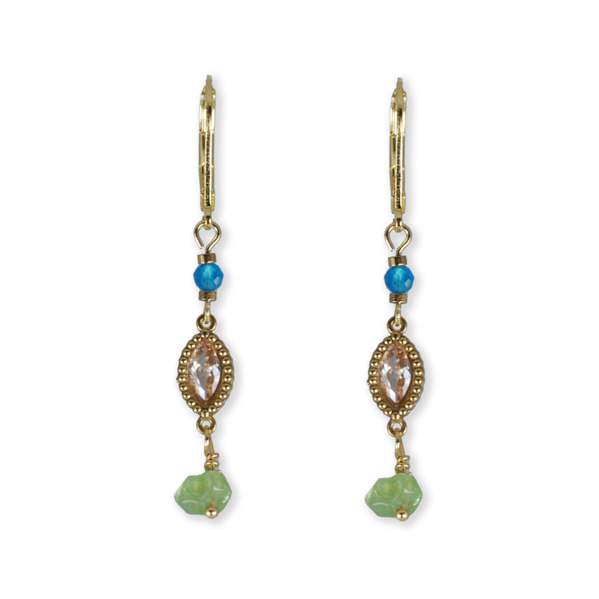 Nona oorbellen met variërende elementen, semi-precious wit