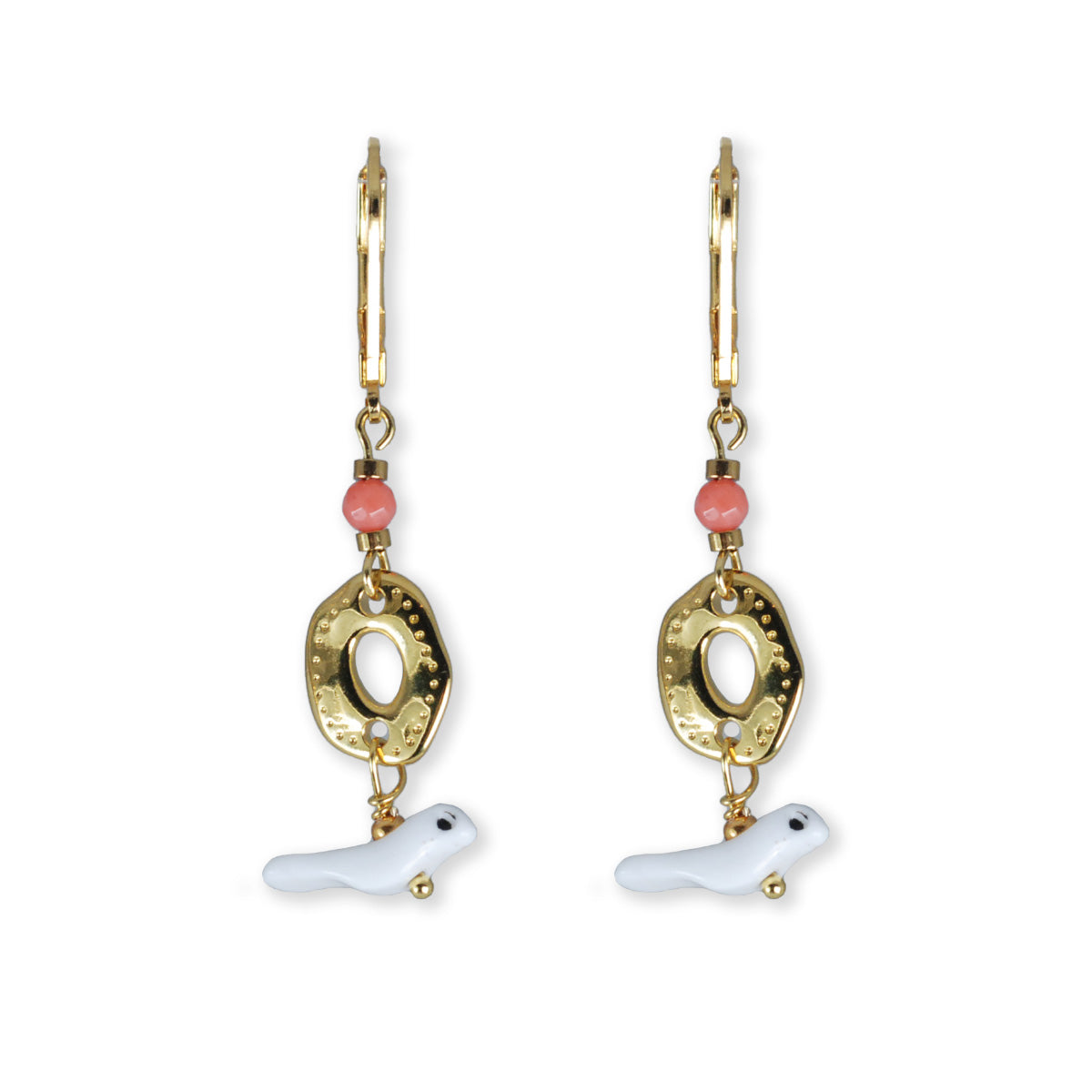 Nona oorbellen met variërende elementen, semi-precious wit