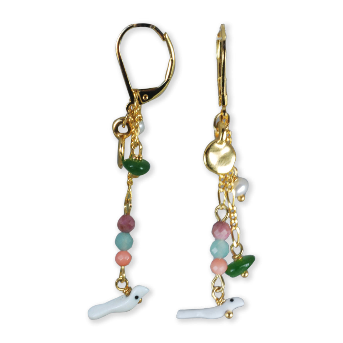 Nona oorbellen met semi-precious stones wit
