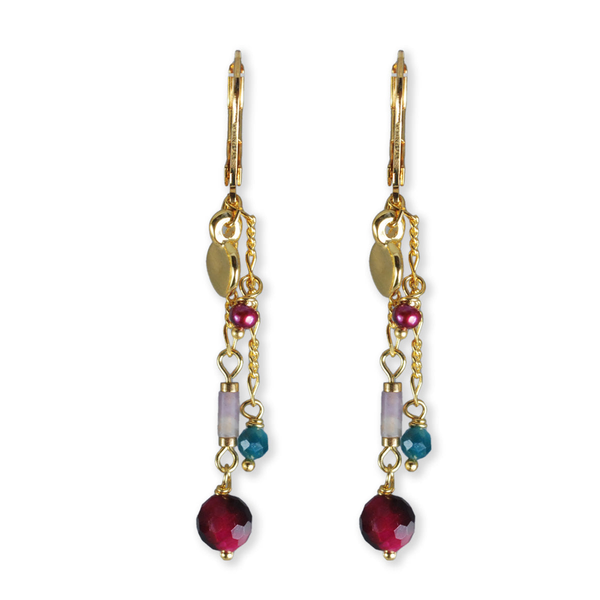 Nona oorbellen met semi-precious stones wit