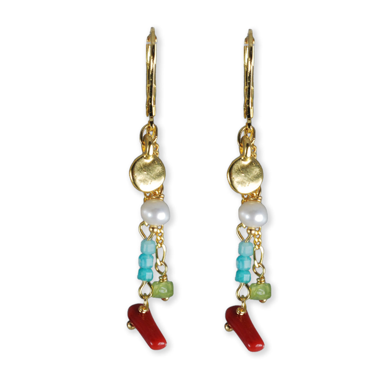 Nona oorbellen met semi-precious stones wit