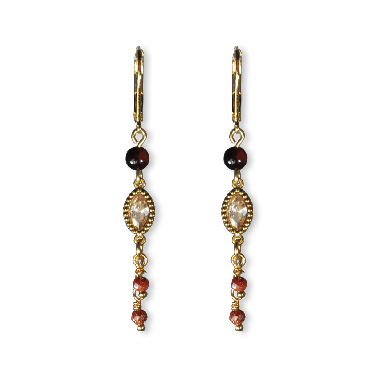 Nona oorbellen met semi-precious steentjes