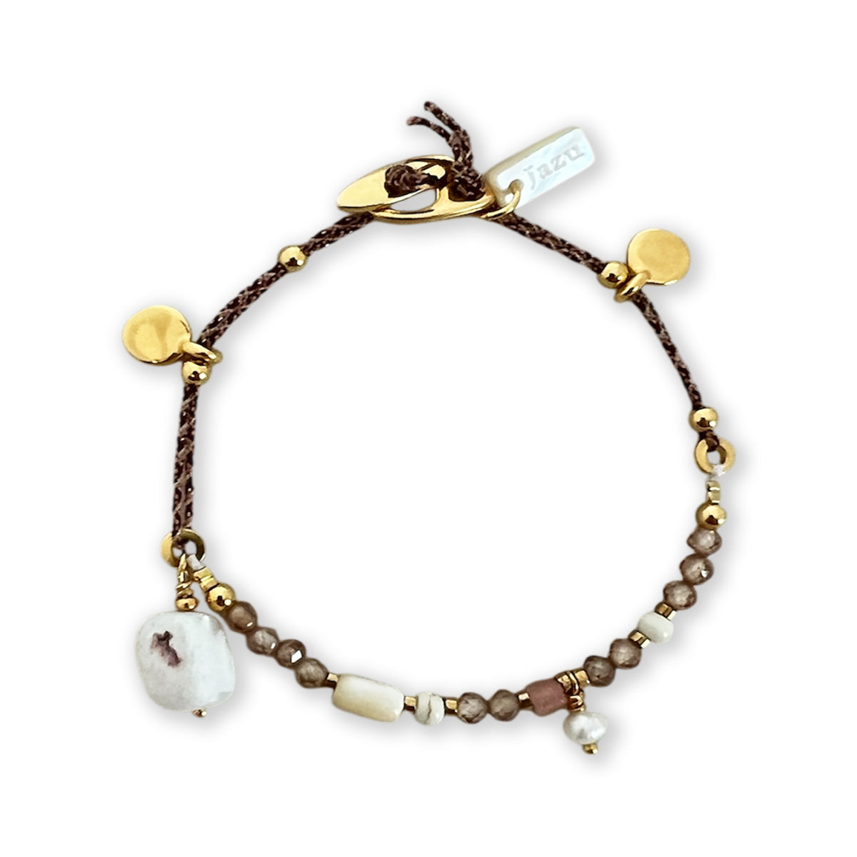 Nona, armbandje semi-precious stones Grijs