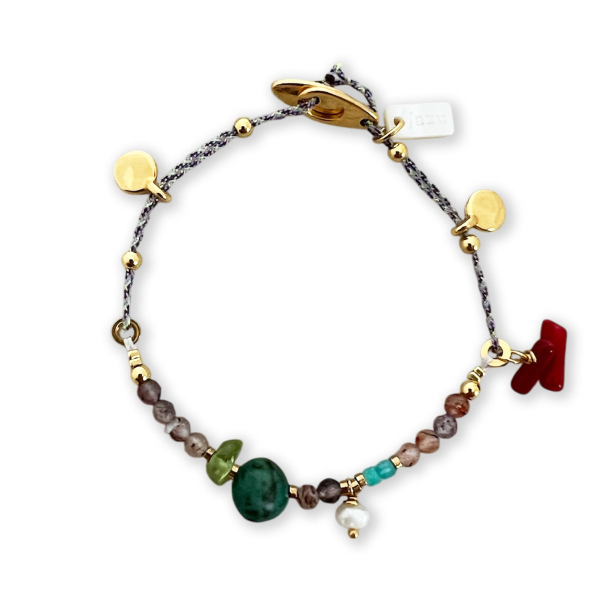 Nona, armbandje semi-precious stones Grijs