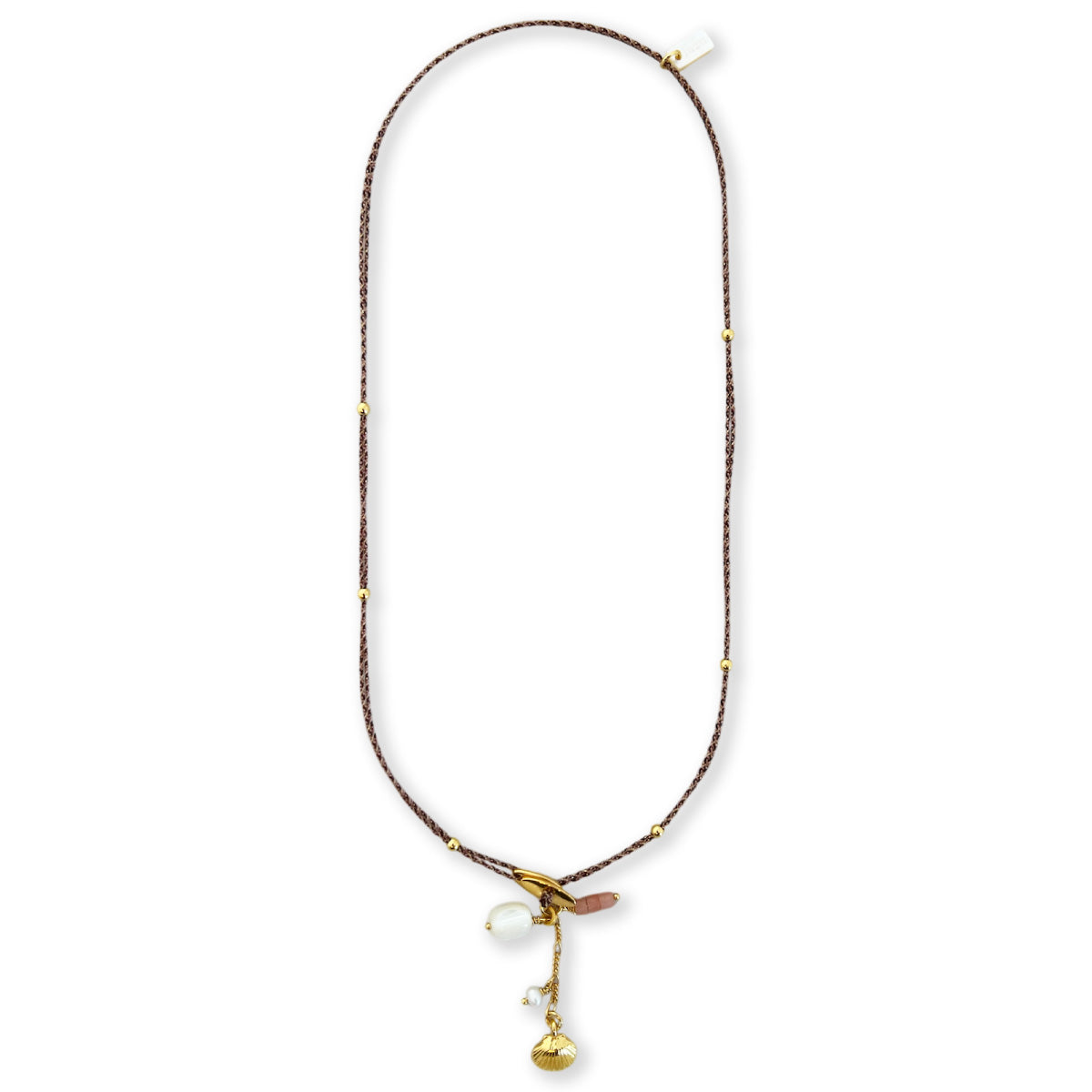 Nona subtiele halsketting met kleine charms, zalmroze