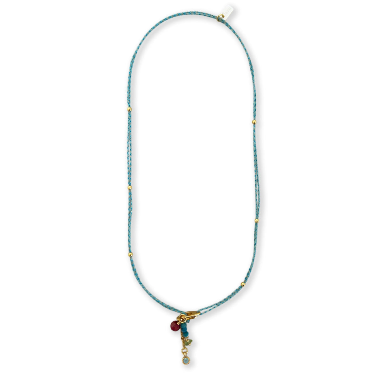 Nona subtiele halsketting met kleine charms, zalmroze