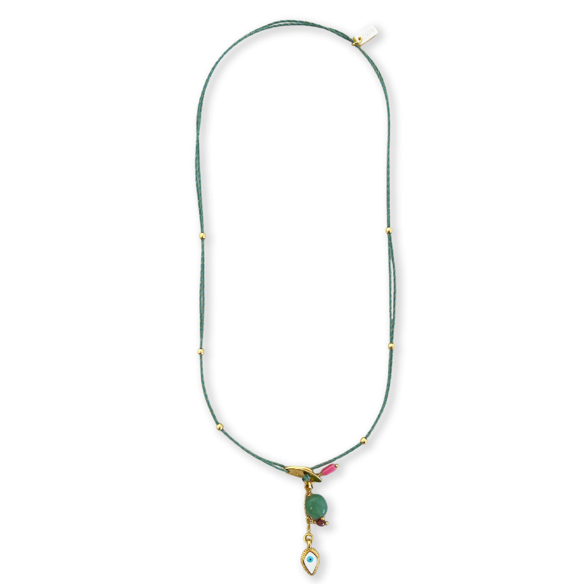 Nona subtiele halsketting met kleine charms, zalmroze