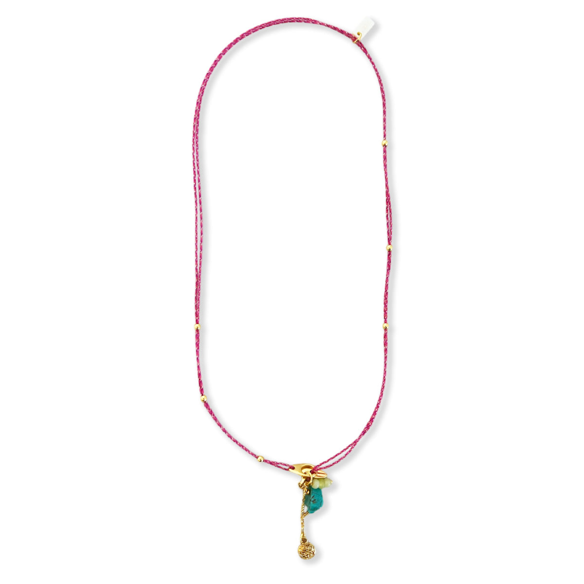 Nona subtiele halsketting met kleine charms, zalmroze
