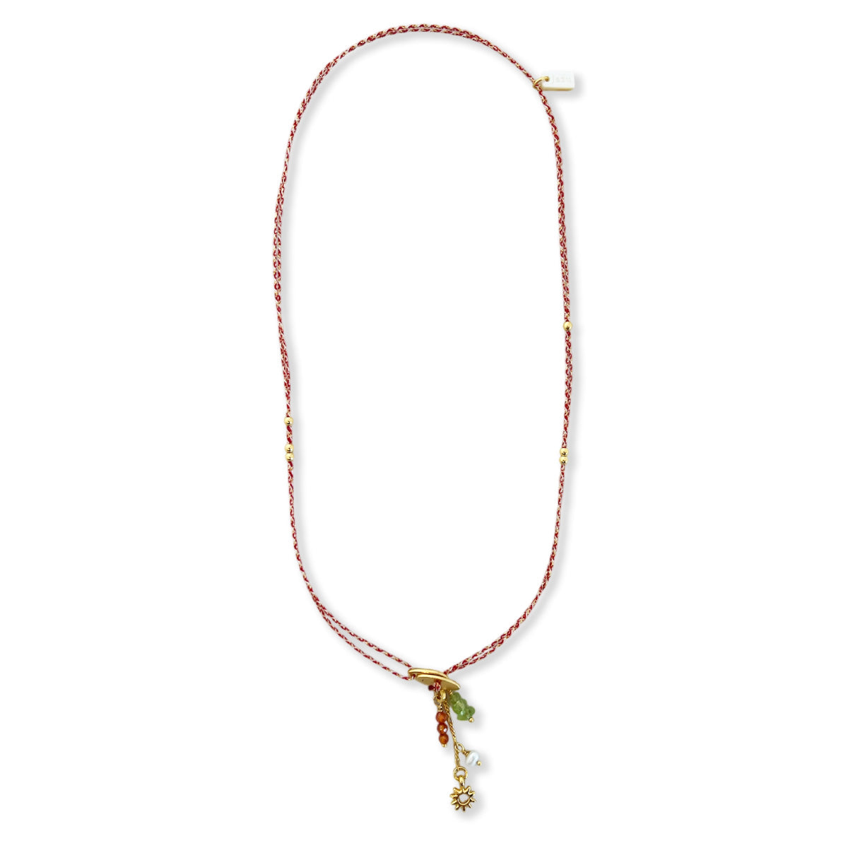 Nona subtiele halsketting met kleine charms, zalmroze