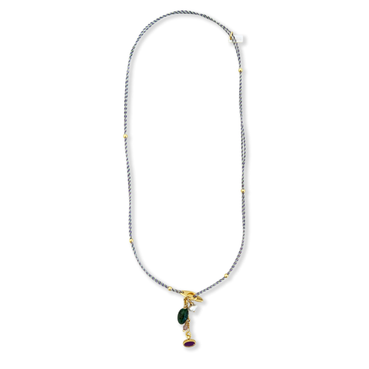 Nona subtiele halsketting met kleine charms, zalmroze