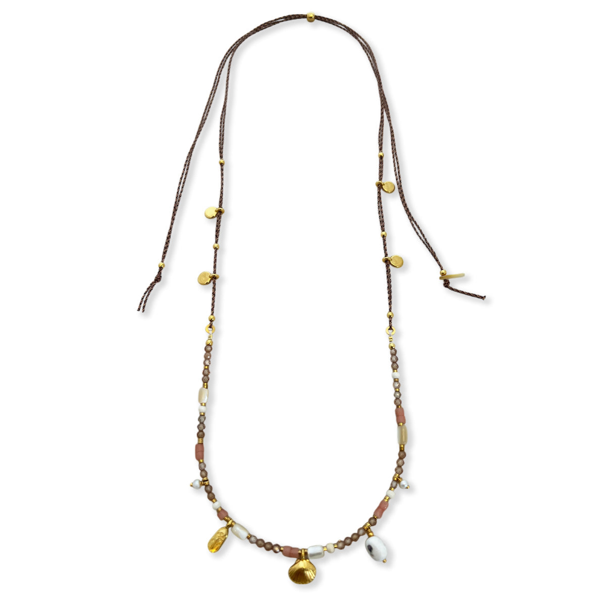 Nona ketting met semi-precious stones en kleine charms blauw