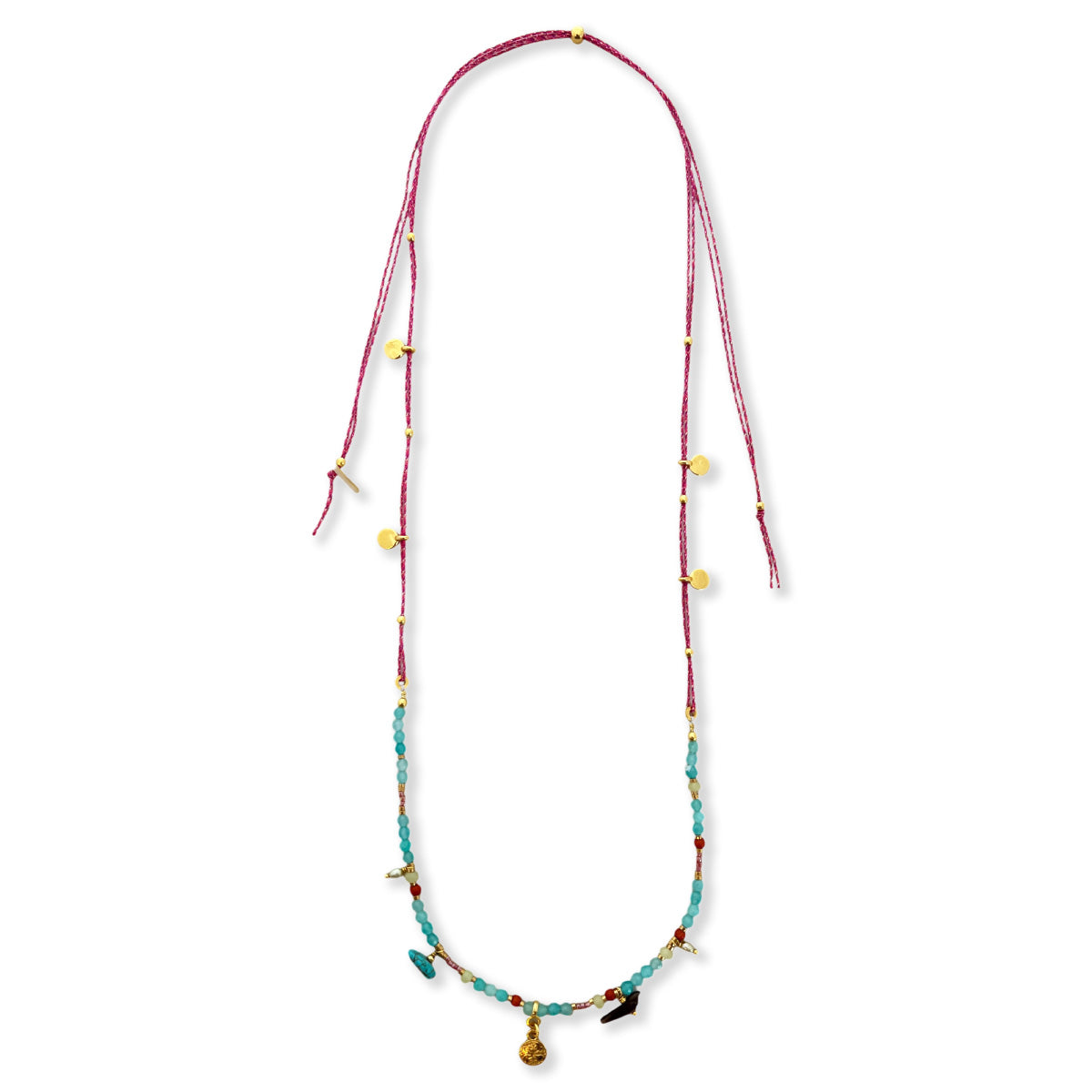 Nona ketting met semi-precious stones en kleine charms blauw