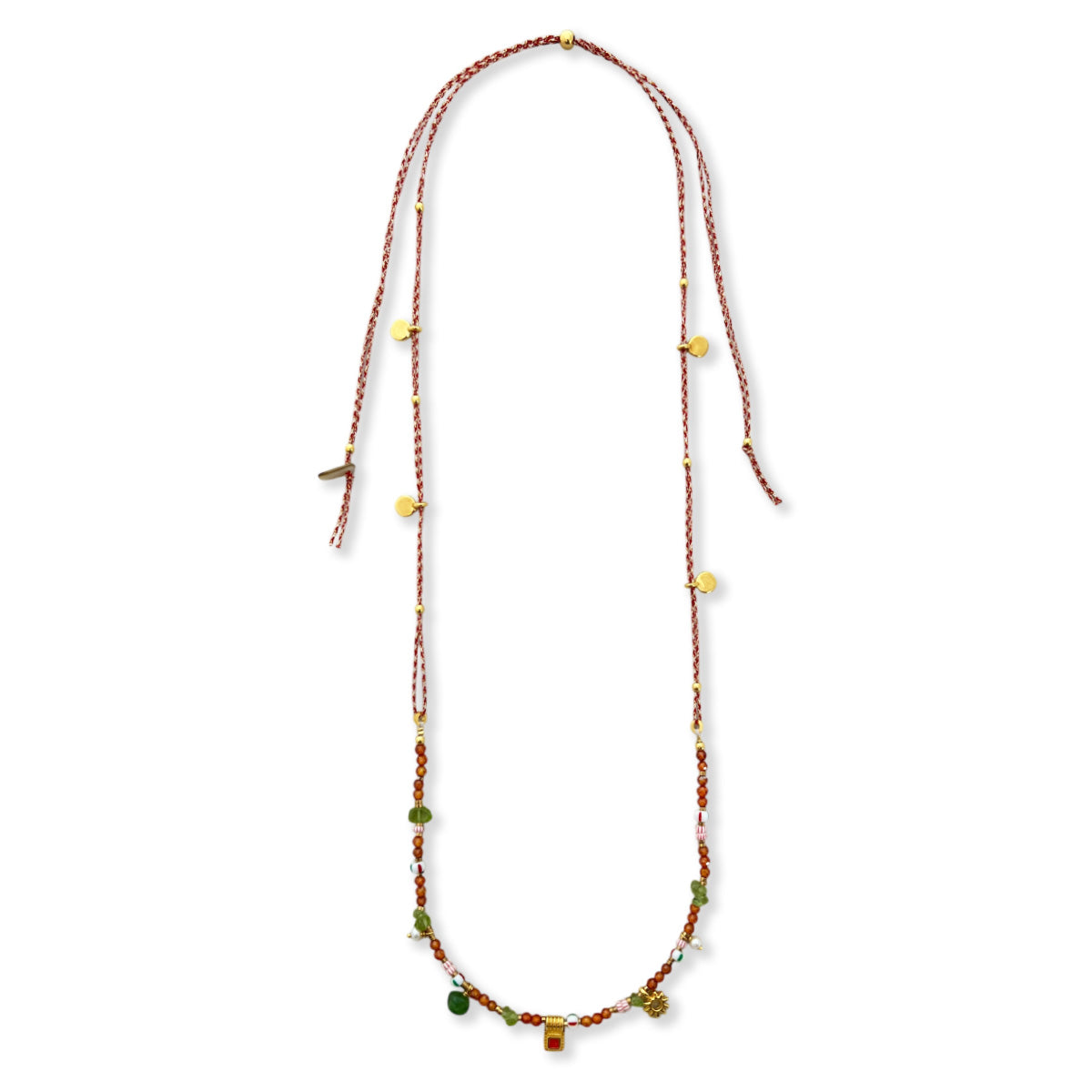 Nona ketting met semi-precious stones en kleine charms blauw