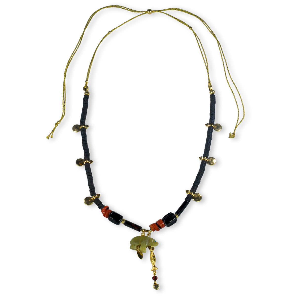 Nona ketting met semi-precious stones in warme aardetinten