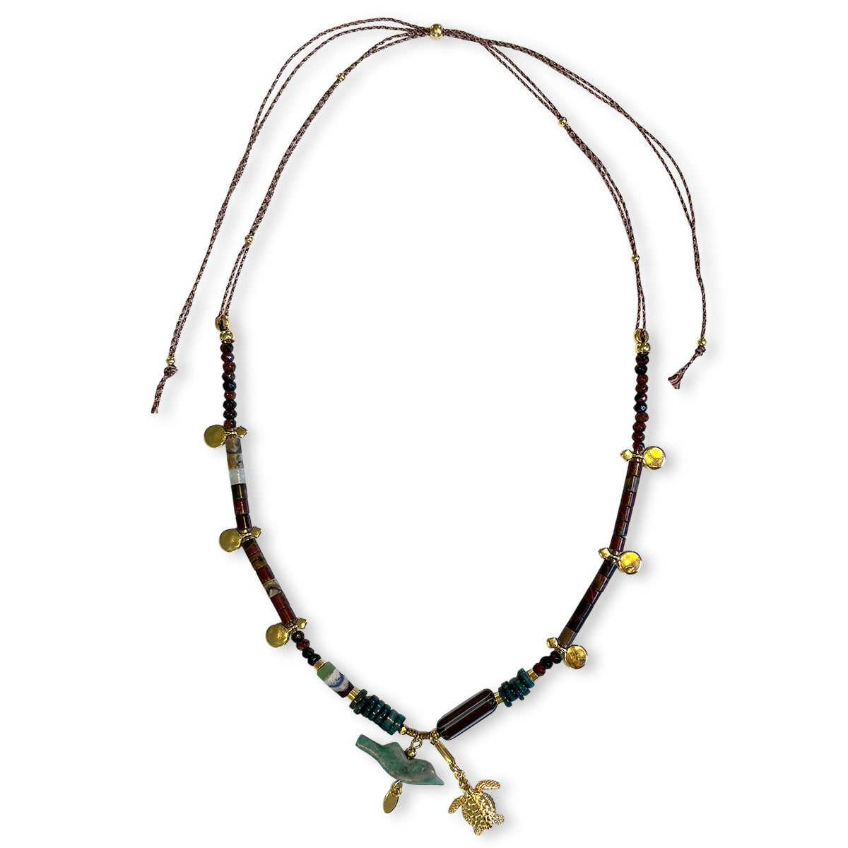 Nona ketting met semi-precious stones in warme aardetinten