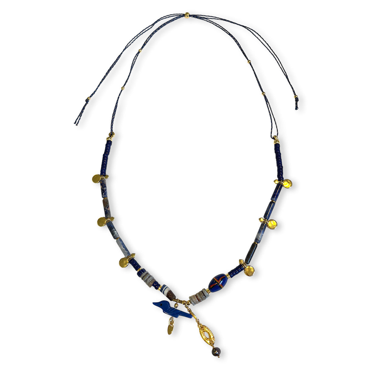 Nona ketting met semi-precious stones in warme aardetinten