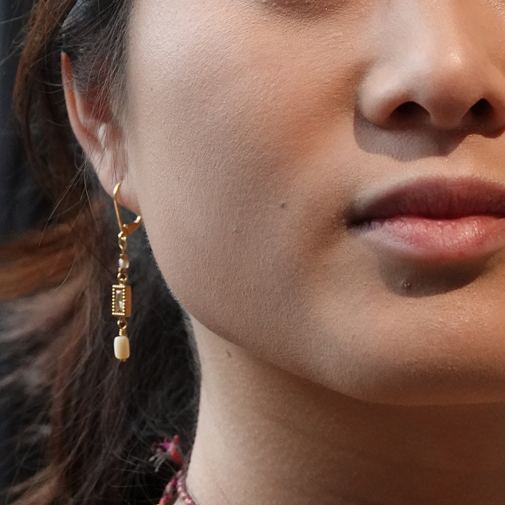 Nona earrings with varying elements, semi-precious