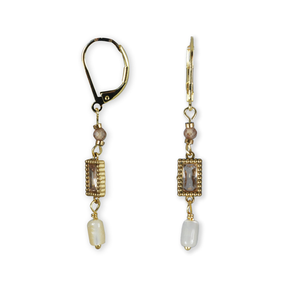 Nona oorbellen met variërende elementen, semi-precious wit