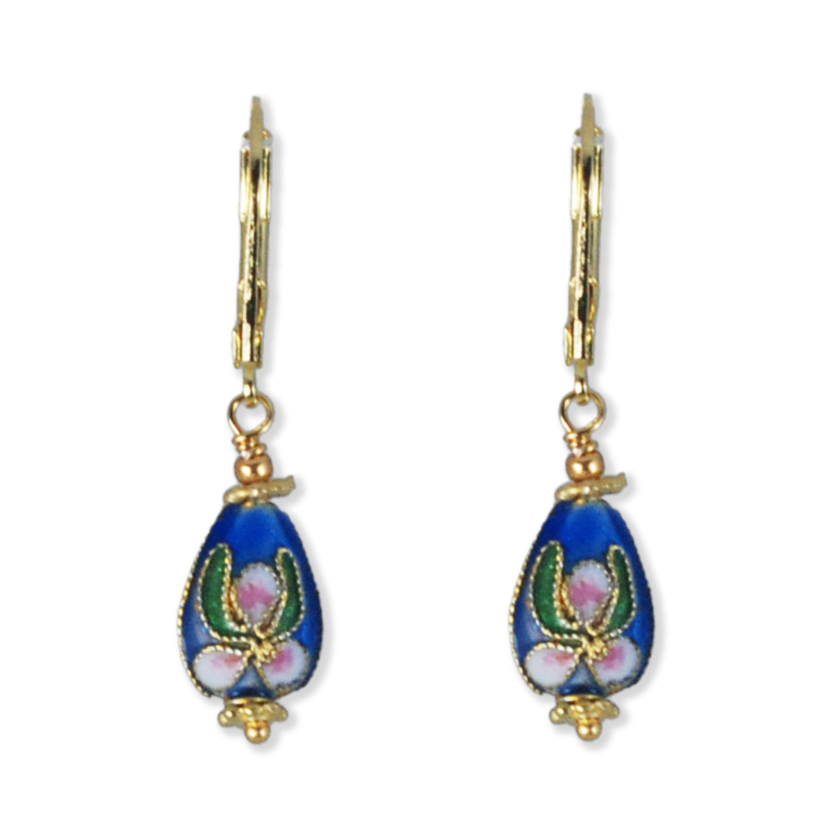 Oorbellen met geëmailleerde hangers blauw