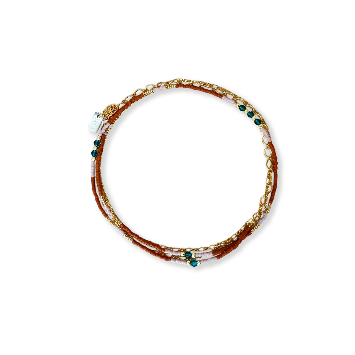 Armbandje of ketting met kleine kraaltje en half edelsteentjes