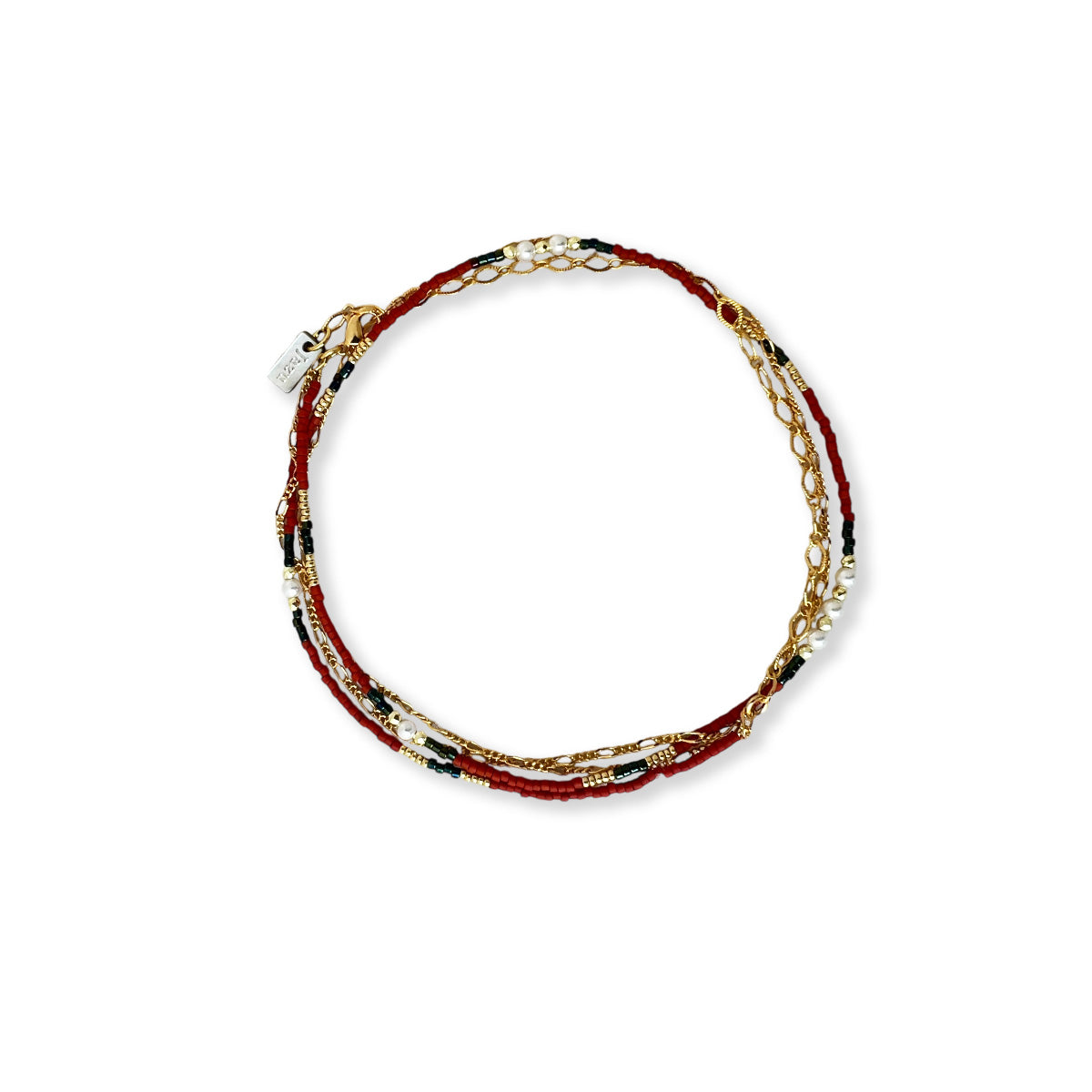 Armbandje of ketting met kleine kraaltje en half edelsteentjes