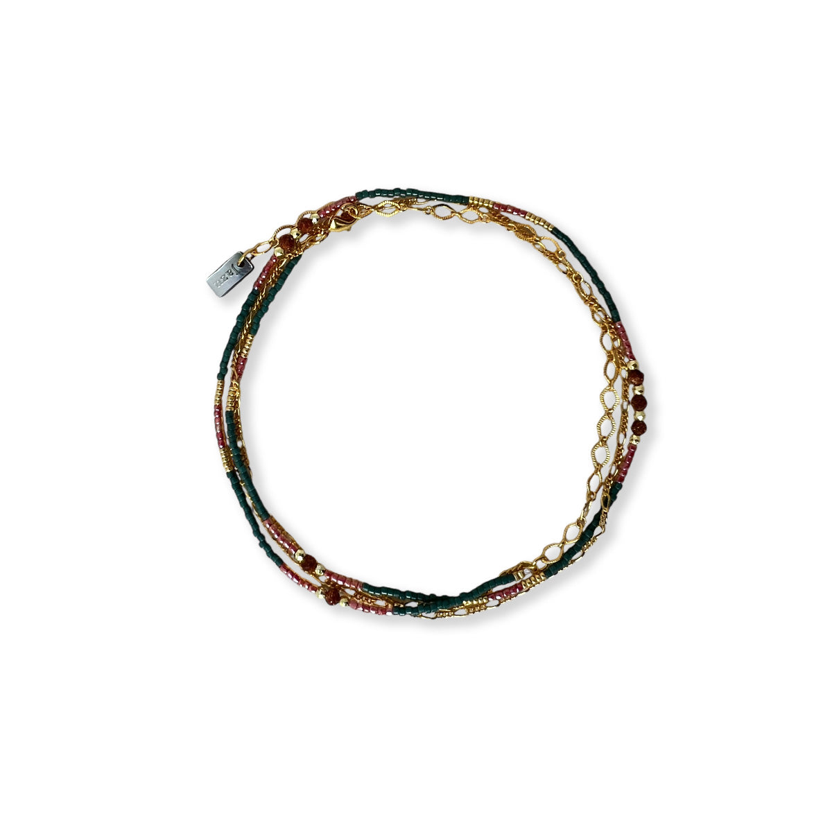 Armbandje of ketting met kleine kraaltje en half edelsteentjes