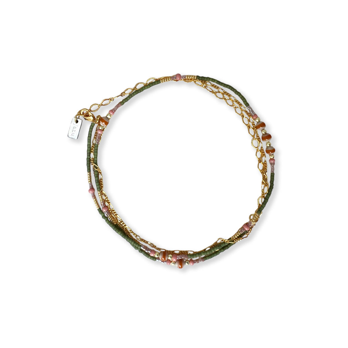 Armbandje of ketting met kleine kraaltje en half edelsteentjes