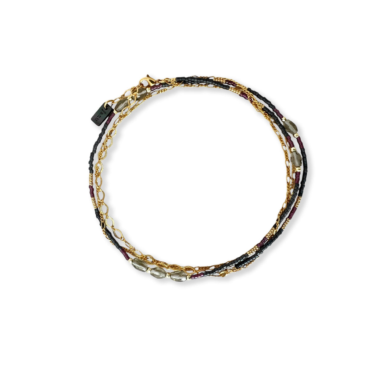 Armbandje of ketting met kleine kraaltje en half edelsteentjes