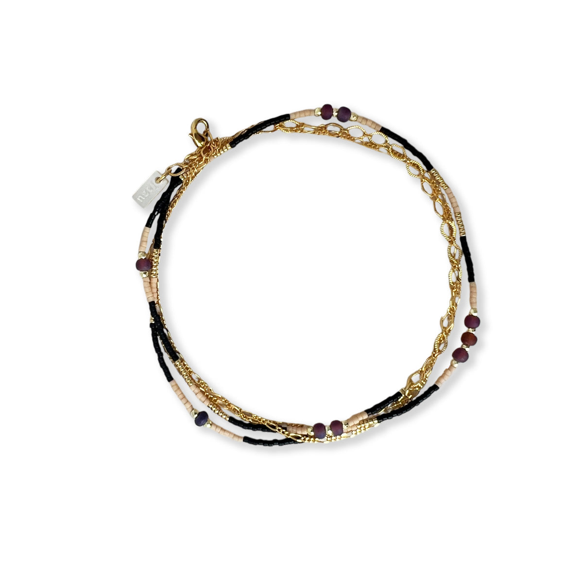 Armbandje of ketting met kleine kraaltje en half edelsteentjes