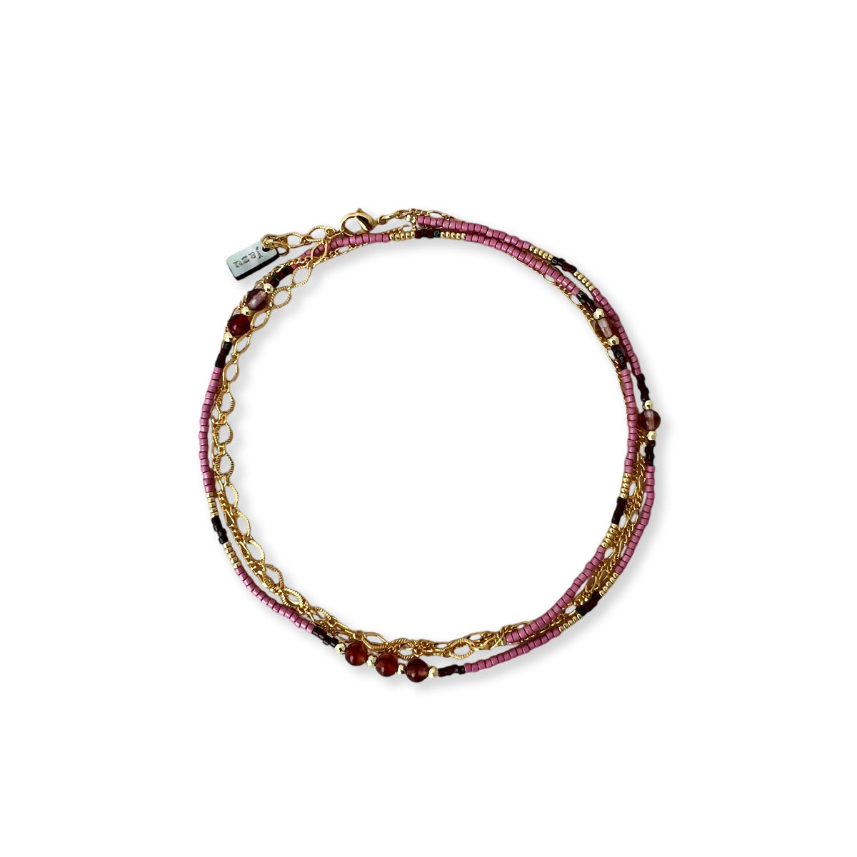 Armbandje of ketting met kleine kraaltje en half edelsteentjes