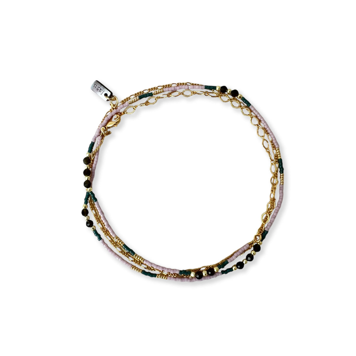 Armbandje of ketting met kleine kraaltje en half edelsteentjes