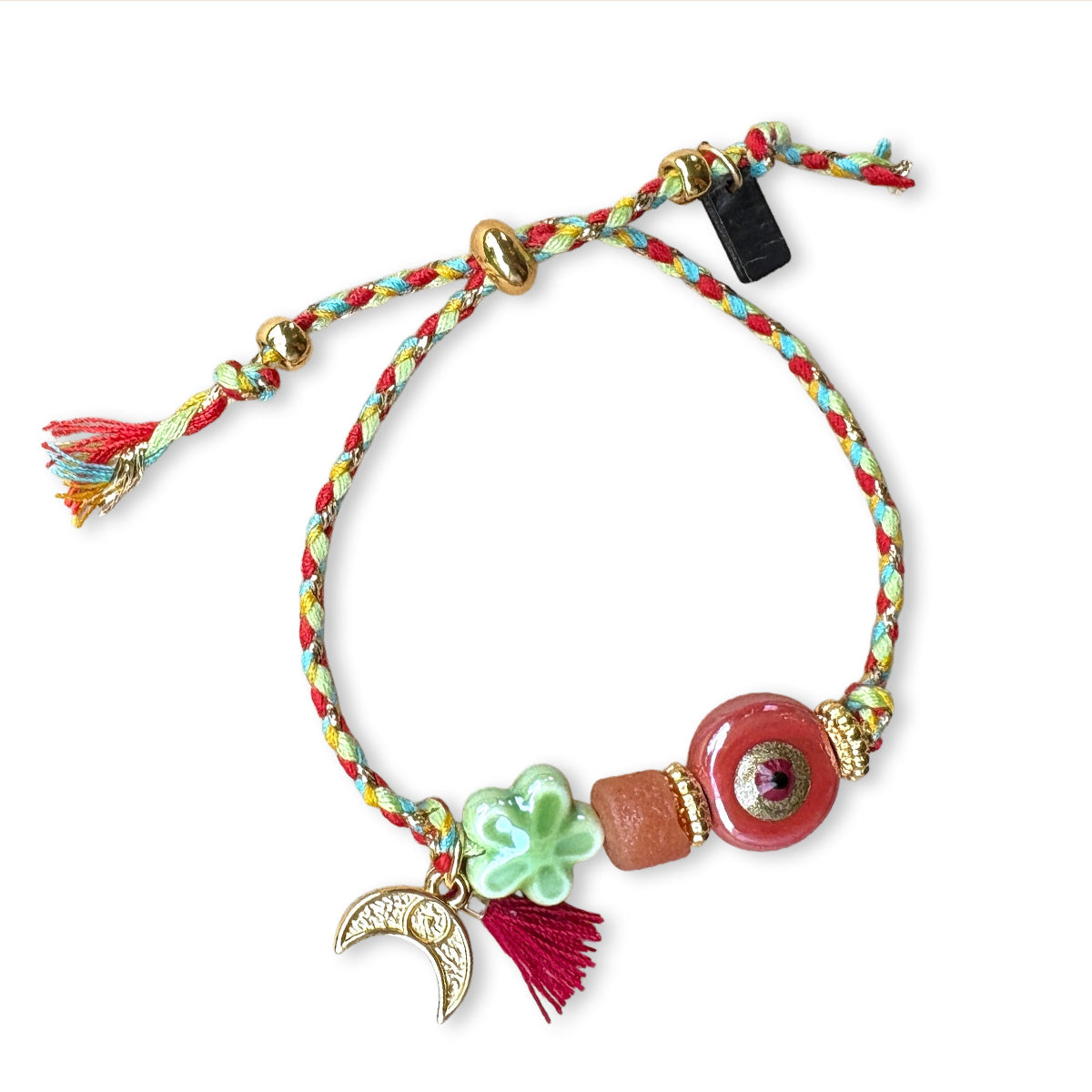Kleurrijk armbandje met keramieke evil eye