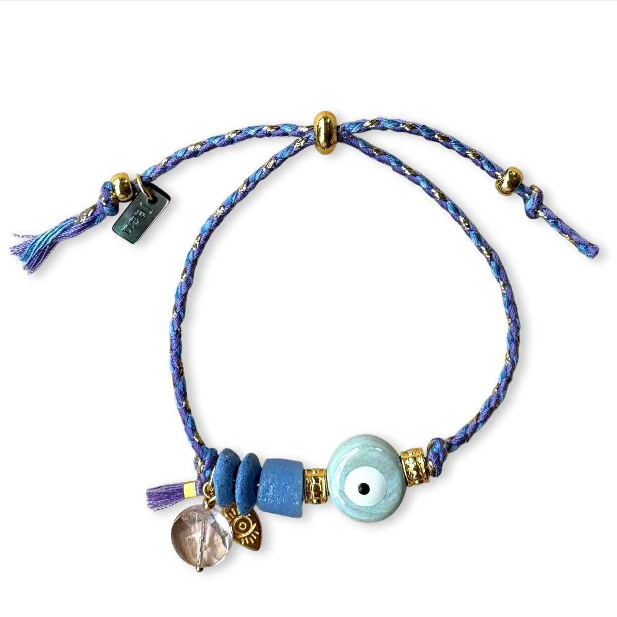Kleurrijk armbandje met keramieke evil eye