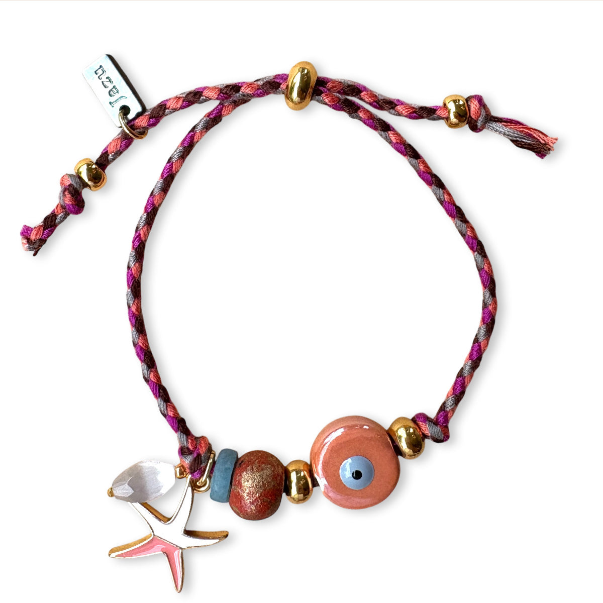 Kleurrijk armbandje met keramieke evil eye