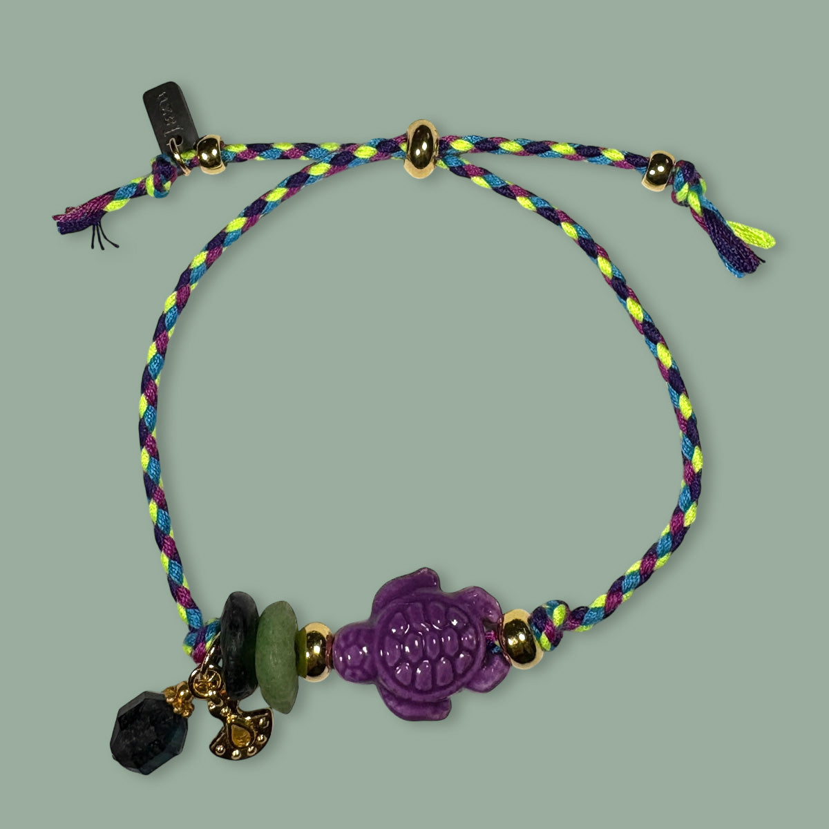 Kleurrijk armbandje met keramiek schildpad