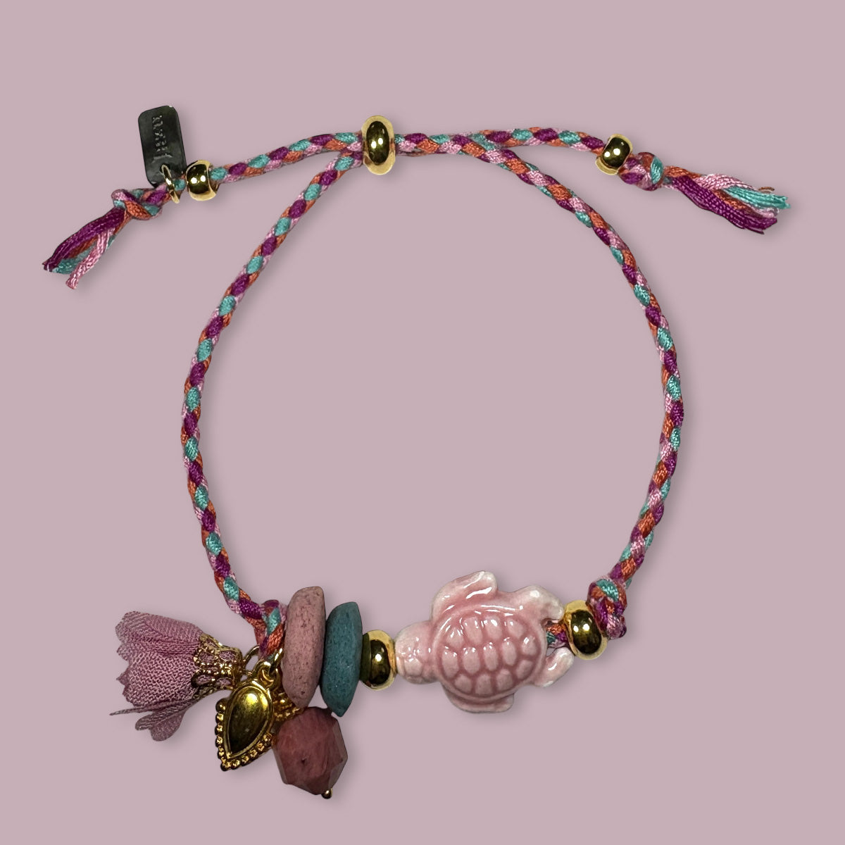 Kleurrijk armbandje met keramiek schildpad