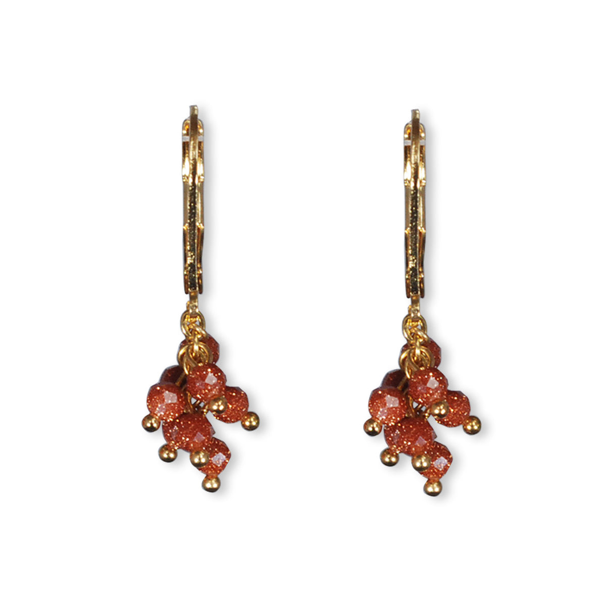 Oorbellen gold plated met halfedelstenen