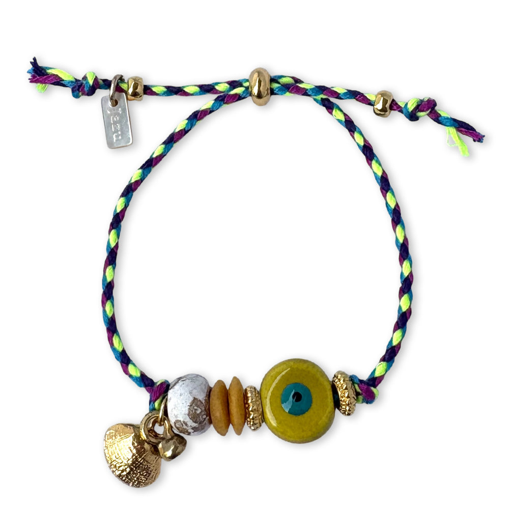 Kleurrijk armbandje met keramieke evil eye
