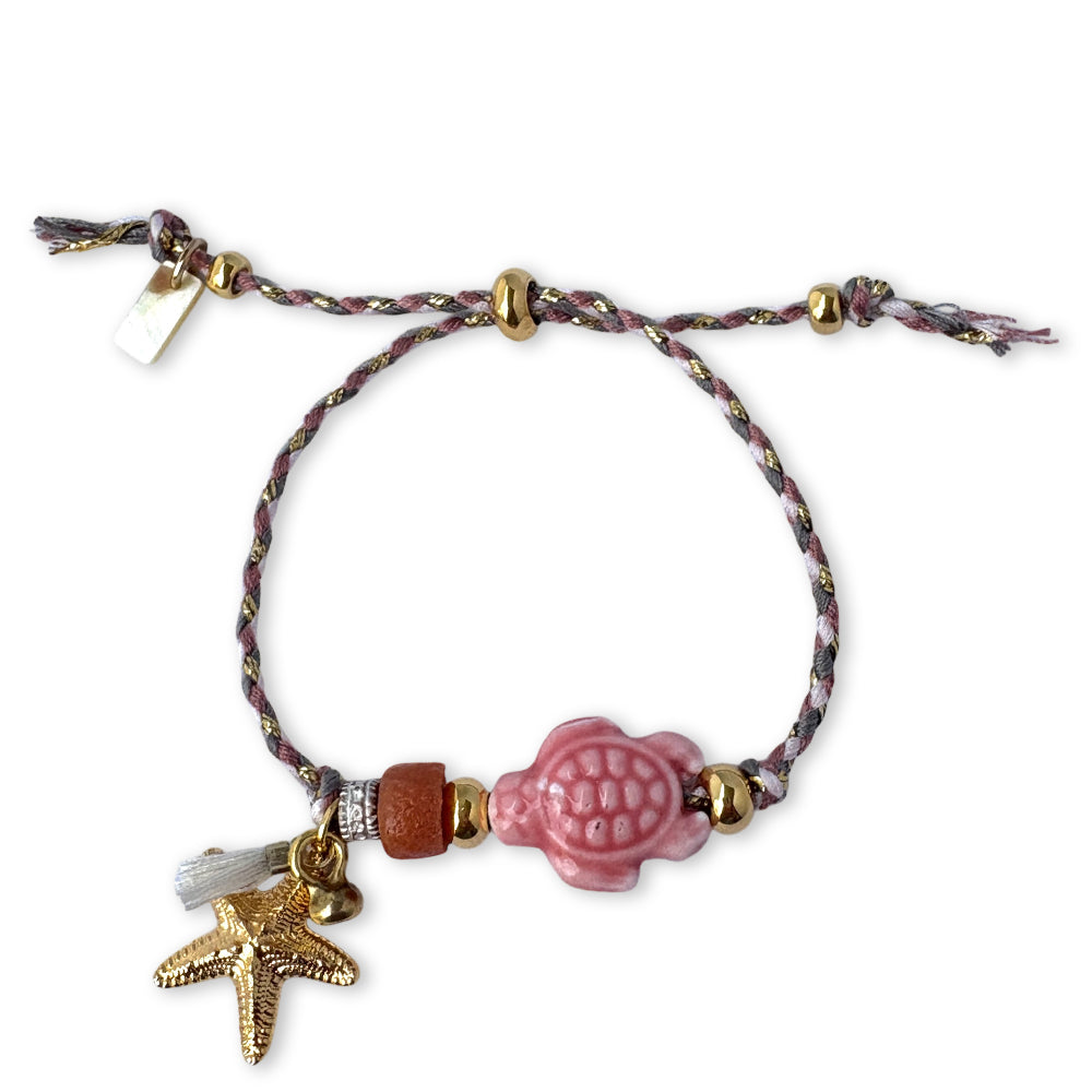 Kleurrijk armbandje met keramiek schildpad