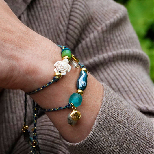 Colorful bracelet with ceramic fish