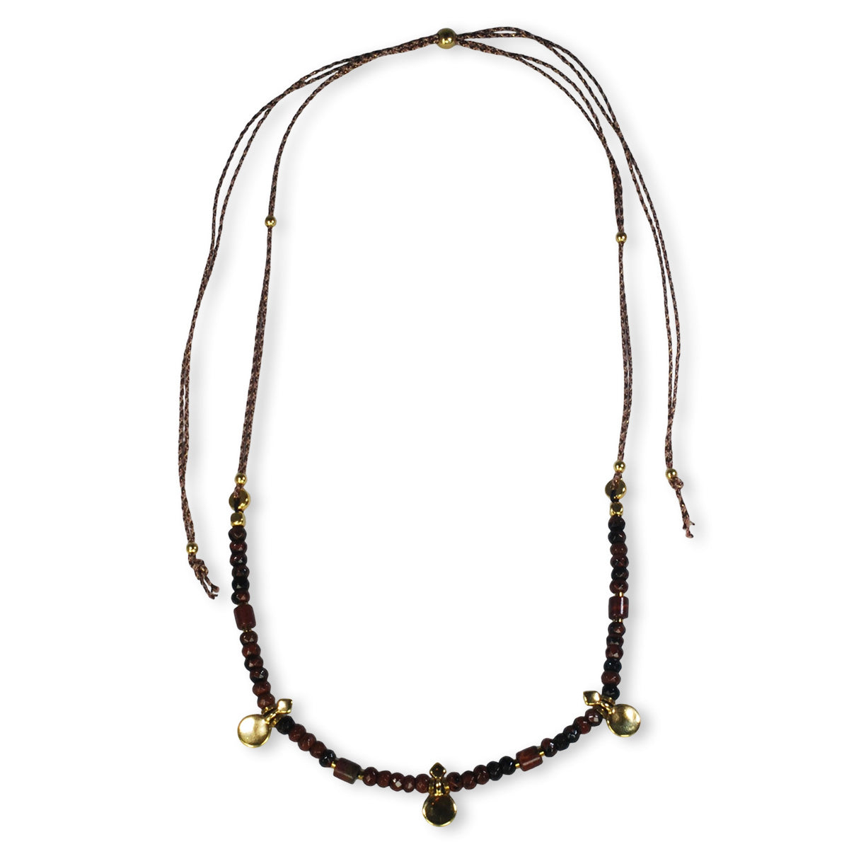 Nona necklace with semi-precious stones and small charms fuchsia/blue